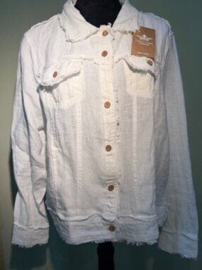 White LInen button-front jacket Crown Linen Designs, Large